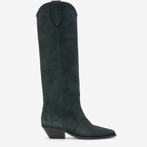 Isabel Marant Denvee Cowboy Boots in Black Suede Calfskin Leather | BARELY USED - Picture 1 of 12